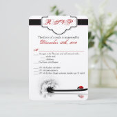 3.5x5 R.S.V.P. Kaart Lady Bug Dandilion Flower Ins (Staand voorkant)