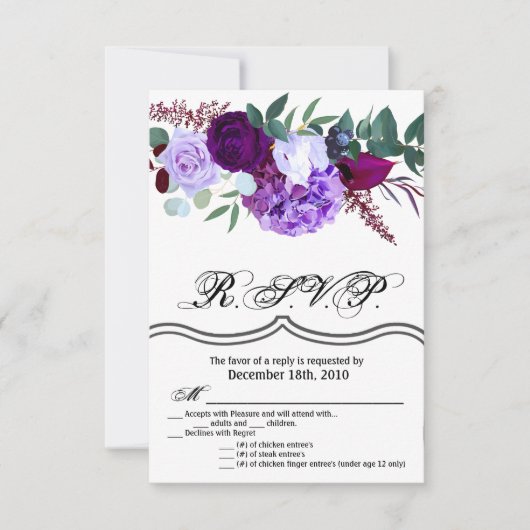 3.5x5 R.S.V.P. Kaart Lavendel Hibiscus op Wit (Voorkant)