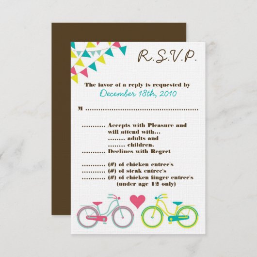 3.5x5 R.S.V.P. Kaart Liefhebbers Fietsfiets (Voorkant / Achterkant)
