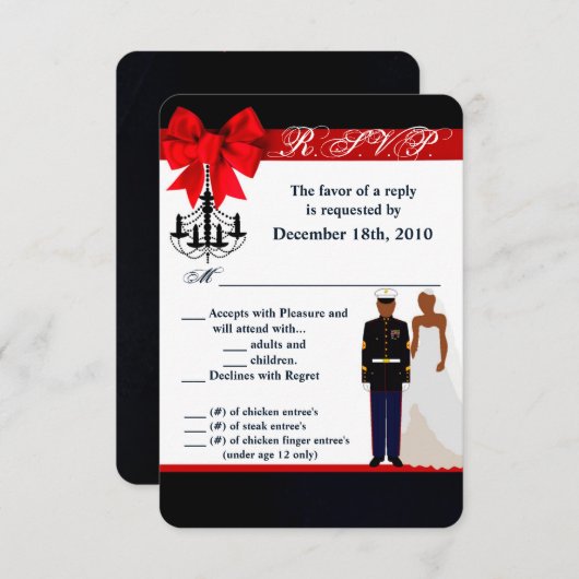 3.5x5 R.S.V.P.-kaart Marine Afrikaanse Amerikaanse Kaart (Voorkant / Achterkant)