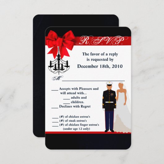 3.5x5 R.S.V.P. Kaart Marine Hispanic Uniform Groom (Voorkant / Achterkant)