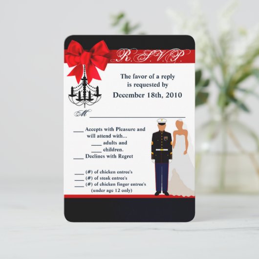 3.5x5 R.S.V.P. Kaart Marine Hispanic Uniform Groom (Staand voorkant)