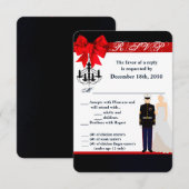 3.5x5 R.S.V.P. kaart marine uniform bruidegom (Voorkant / Achterkant)