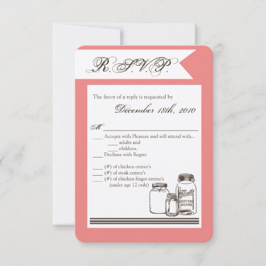 3.5x5 R.S.V.P. Kaart Mason Jar Country Rustieke va (Voorkant)