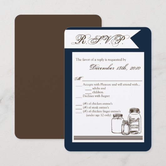 3.5x5 R.S.V.P. Kaart Mason Jar Country Rustieke va (Voorkant / Achterkant)