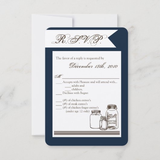 3.5x5 R.S.V.P. Kaart Mason Jar Country Rustieke va (Voorkant)