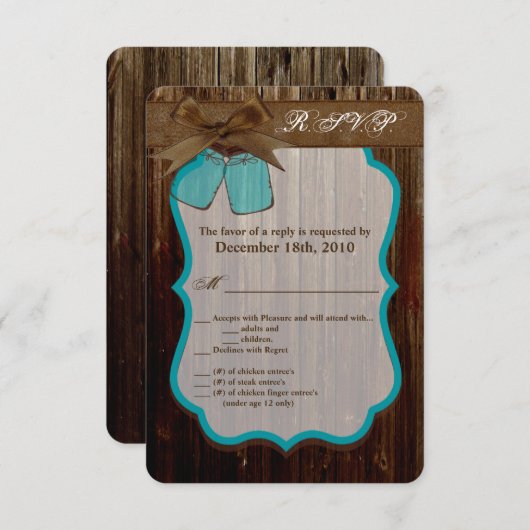 3.5x5 R.S.V.P. Kaart Mason Jar Initialen Rustieke (Voorkant / Achterkant)