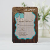 3.5x5 R.S.V.P. Kaart Mason Jar Initialen Rustieke  (Staand voorkant)