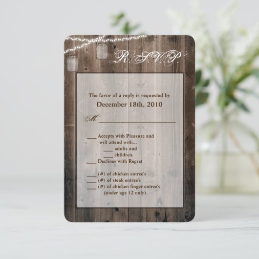 3.5x5 R.S.V.P. Kaart Mason Jar String Lights Schuu (Staand voorkant)