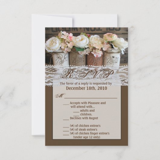 3.5x5 R.S.V.P. Kaart Mason Jar Wildbloemen Schuur (Voorkant)