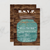 3.5x5 R.S.V.P. Kaart Mason Jar Wood Country Rustic (Voorkant / Achterkant)