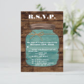3.5x5 R.S.V.P. Kaart Mason Jar Wood Country Rustic (Staand voorkant)