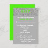 3.5x5 R.S.V.P. Kaart Modern Grijs Damask (Voorkant / Achterkant)