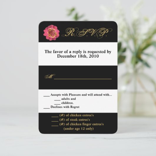 3,5x5 R.S.V.P. Kaart Modern Stripe Black White Con (Staand voorkant)