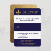 3.5x5 R.S.V.P. Kaart Modern Stripe Navy White Cont (Voorkant / Achterkant)