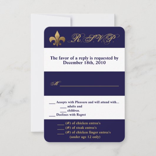 3.5x5 R.S.V.P. Kaart Modern Stripe Navy White Cont (Voorkant)