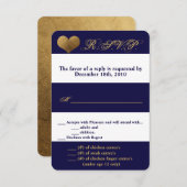 3.5x5 R.S.V.P. Kaart Modern Stripe Navy White Cont (Voorkant / Achterkant)