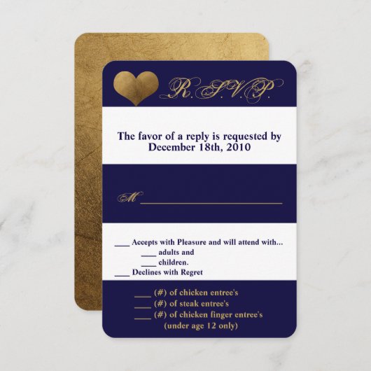 3.5x5 R.S.V.P. Kaart Modern Stripe Navy White Cont (Voorkant / Achterkant)