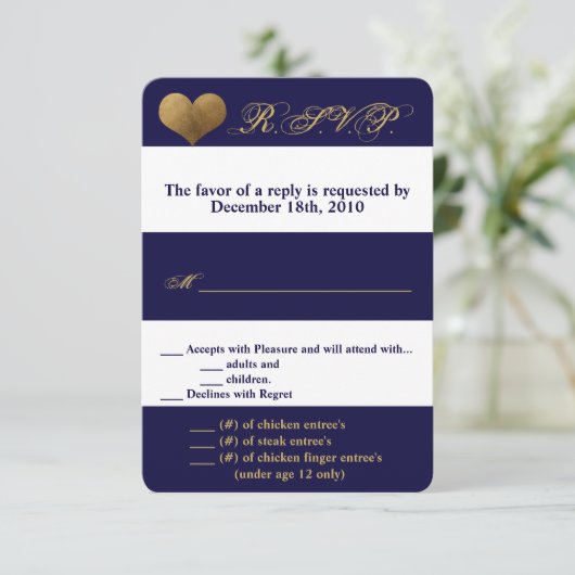 3.5x5 R.S.V.P. Kaart Modern Stripe Navy White Cont (Staand voorkant)