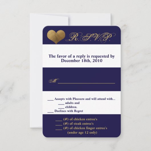 3.5x5 R.S.V.P. Kaart Modern Stripe Navy White Cont (Voorkant)