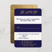 3.5x5 R.S.V.P. Kaart Modern Stripe Navy White Cont (Voorkant / Achterkant)