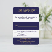 3.5x5 R.S.V.P. Kaart Modern Stripe Navy White Cont (Staand voorkant)
