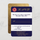 3.5x5 R.S.V.P. Kaart Modern Stripe Navy White Cont (Voorkant / Achterkant)