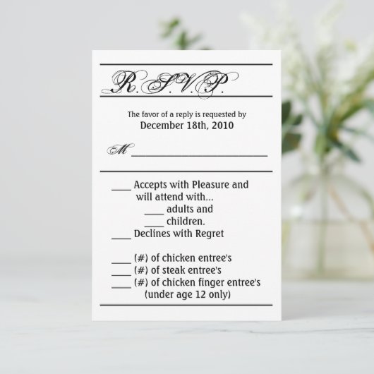 3.5x5 R.S.V.P. Kaart Modern Typografie Krantenpapi (Staand voorkant)