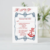 3,5x5 R.S.V.P.-kaart Nautical Knot Anchor Blue RSVP Kaartje (Staand voorkant)