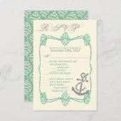 3.5x5 R.S.V.P. Kaart Nautische Knoop Anker Tiff Bl (Voorkant / Achterkant)