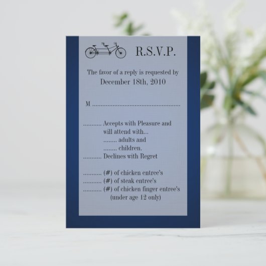 3.5x5 R.S.V.P. Kaart Navy Dubbele Fiets (Staand voorkant)