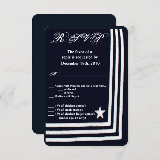 3.5x5 R.S.V.P. Kaart Navy Zomerjurk Blues Unifo (Voorkant / Achterkant)