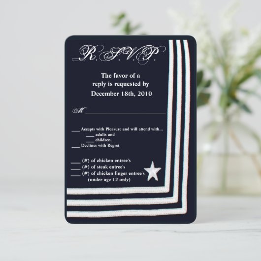 3.5x5 R.S.V.P. Kaart Navy Zomerjurk Blues Unifo (Staand voorkant)