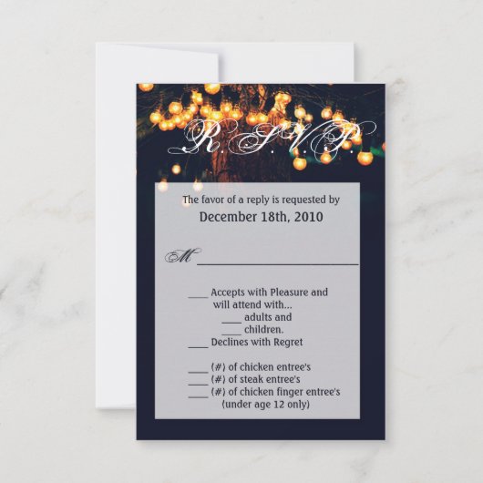 3.5x5 R.S.V.P. Kaart Oak Tree String Lights Night (Voorkant)