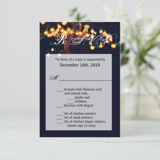 3.5x5 R.S.V.P. Kaart Oak Tree String Lights Night (Staand voorkant)