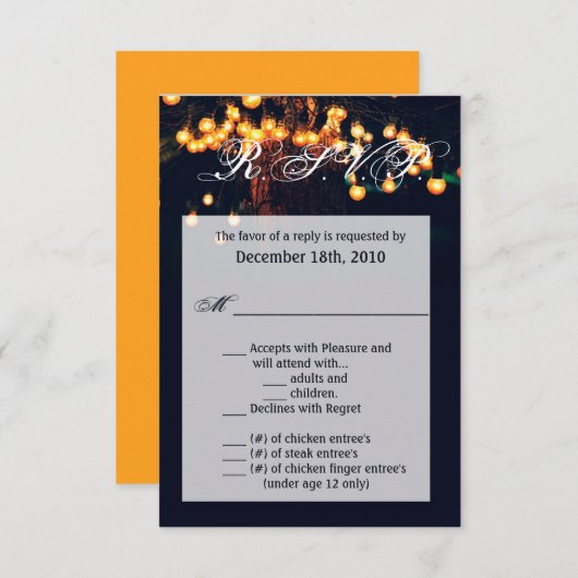 3.5x5 R.S.V.P. Kaart Oak Tree String Lights Night (Voorkant / Achterkant)