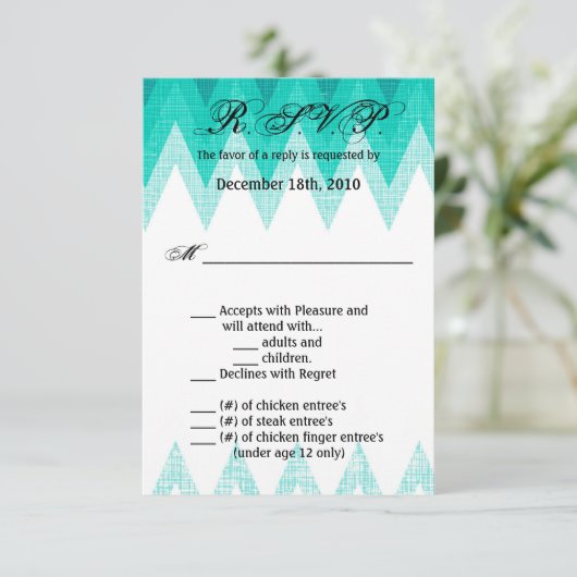 3.5x5 R.S.V.P. Kaart Ombre Chevron Blauwgroen (Staand voorkant)