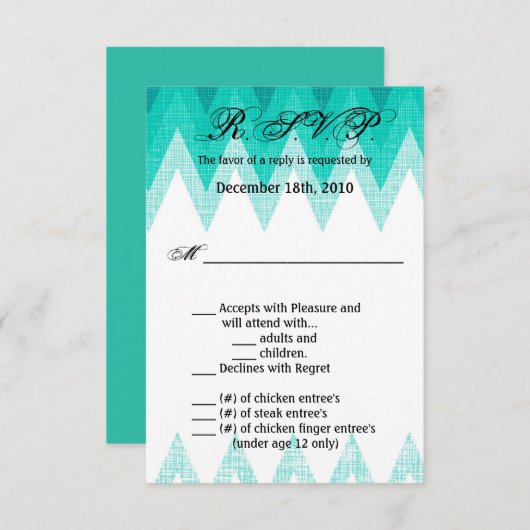 3.5x5 R.S.V.P. Kaart Ombre Chevron Blauwgroen (Voorkant / Achterkant)