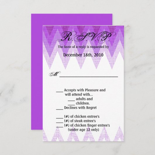 3.5x5 R.S.V.P. Kaart Ombre Chevron Paarse (Voorkant / Achterkant)