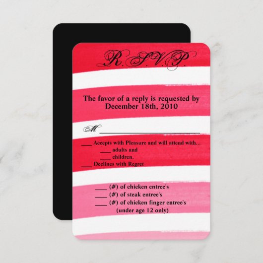3.5x5 R.S.V.P. Kaart Ombre Streep Roze Lijn Vervag (Voorkant / Achterkant)
