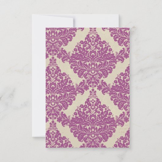 3.5x5 R.S.V.P. Kaart Paarse Gouden Damast Kant Pri (Achterkant)