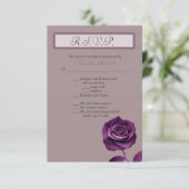 3.5x5 R.S.V.P.-kaart Paarse Roos Kaart (Staand voorkant)
