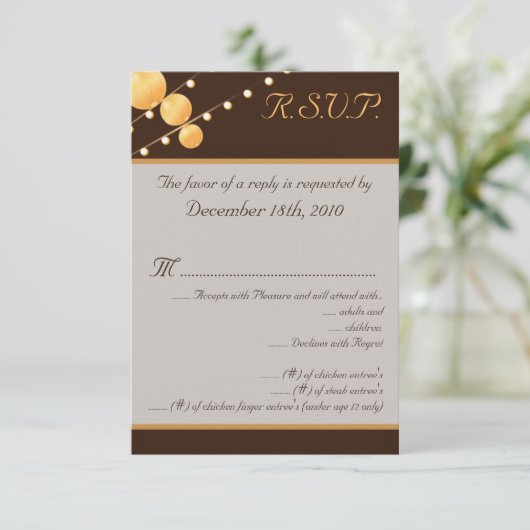 3.5x5 R.S.V.P. Kaart Papier Lantaarns Brow (Staand voorkant)