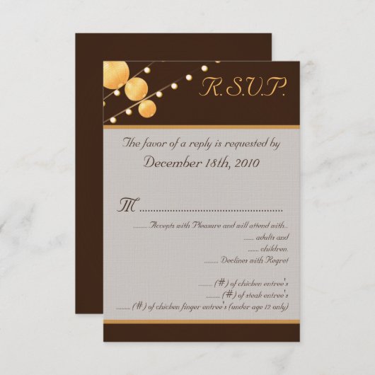 3.5x5 R.S.V.P. Kaart Papier Lantaarns Brow (Voorkant / Achterkant)
