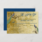 3.5x5 R.S.V.P. Kaart Peacock Feathers Bird (Voorkant / Achterkant)