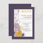 3.5x5 R.S.V.P. Kaart Plum Mustard Roos Bird (Voorkant / Achterkant)