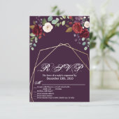 3.5x5 R.S.V.P. Kaart Plum Paarse Roos Gold Geometr (Staand voorkant)