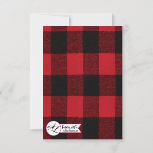 3.5x5 R.S.V.P. Kaart Red Buffalo Plaid Beer Zwart (Achterkant)