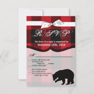 3.5x5 R.S.V.P. Kaart Red Buffalo Plaid Beer Zwart