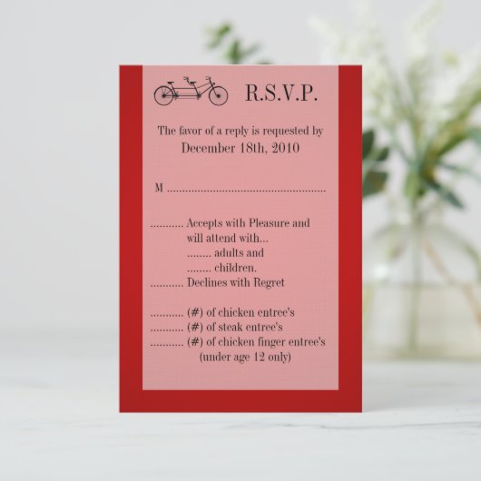 3.5x5 R.S.V.P. Kaart Rode Dubbele Fiets (Staand voorkant)